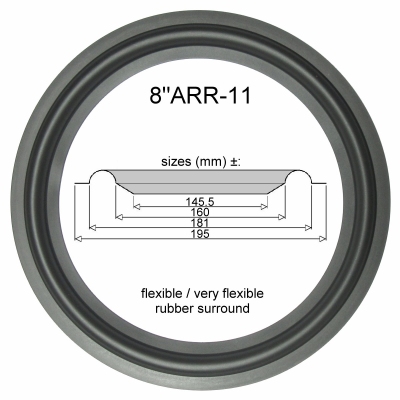 8"ARR-11 - RUBBER surround for speaker repair