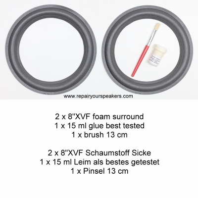 Kirksaeter Monitor series: 2x 8"XVF + 1x Leim + 1x Pinsel